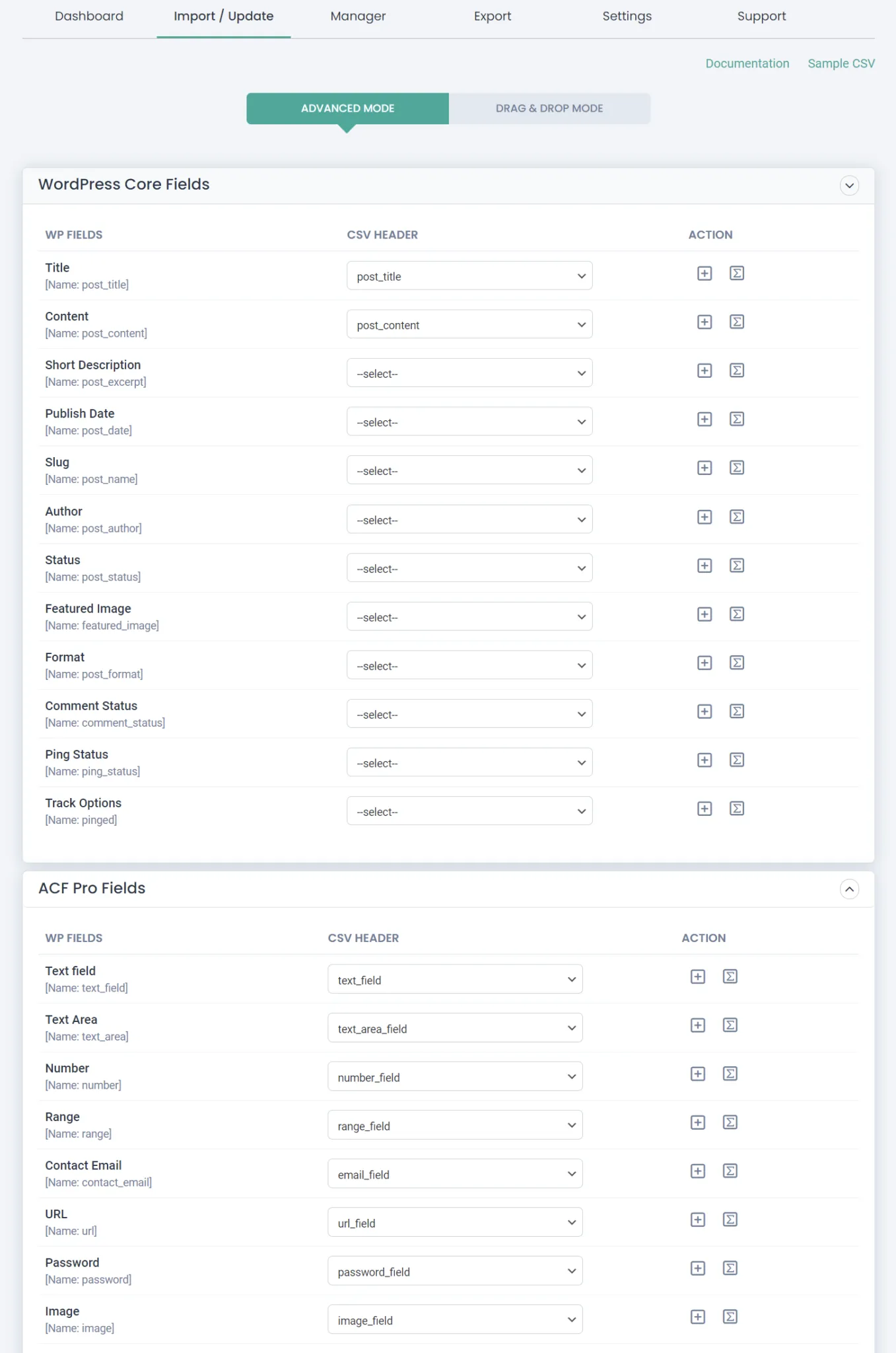 wp ultimate csv importer acf fields mapping