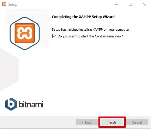 Completing XAMPP setup wizard 3