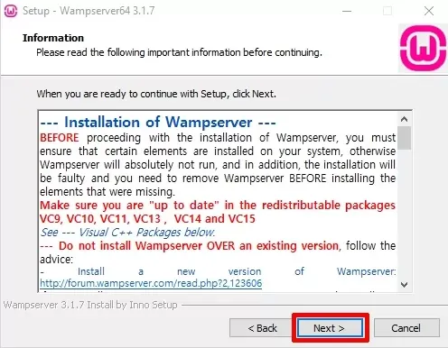 Information on Installation of Wamp server 5