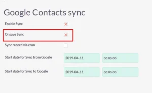 suitecrm google contacts sync onsave
