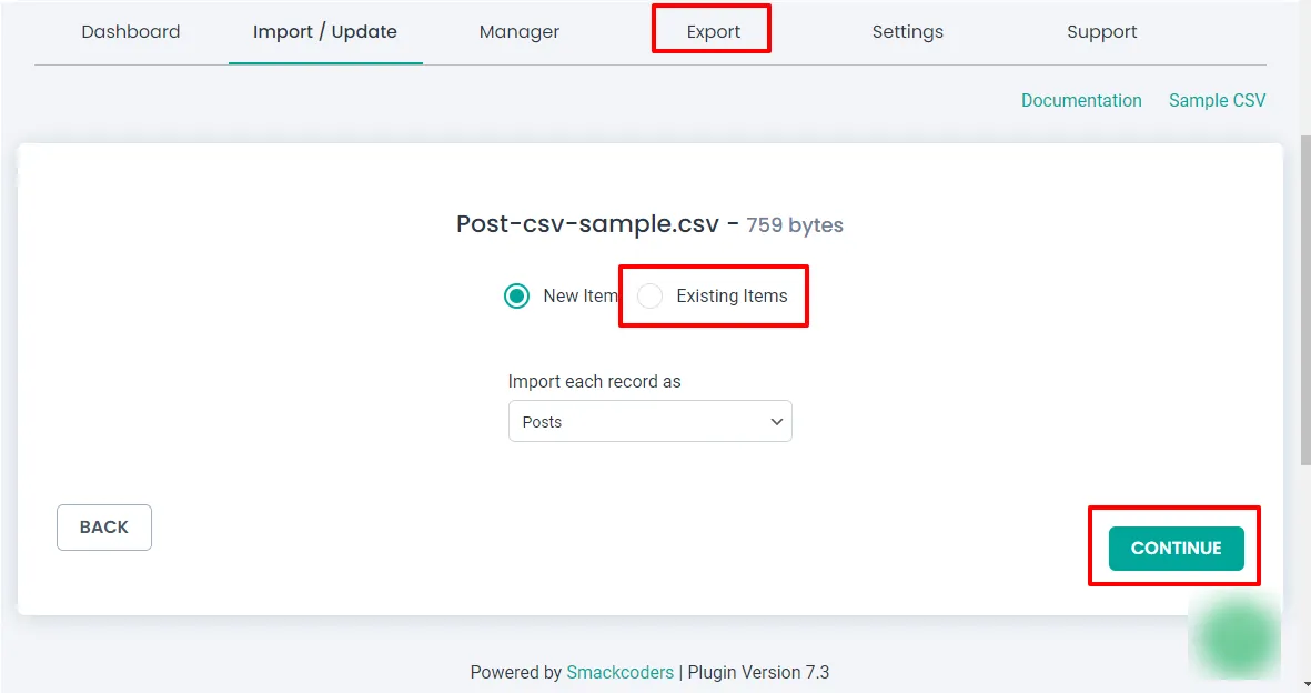 update data using csv importer 2