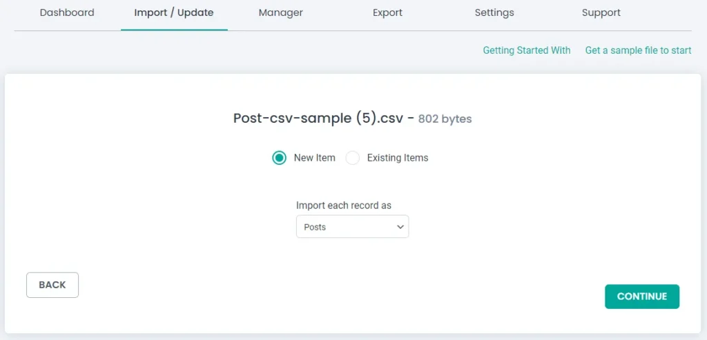 choose post type csv importer