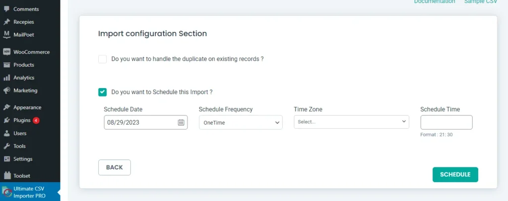 schedule import options