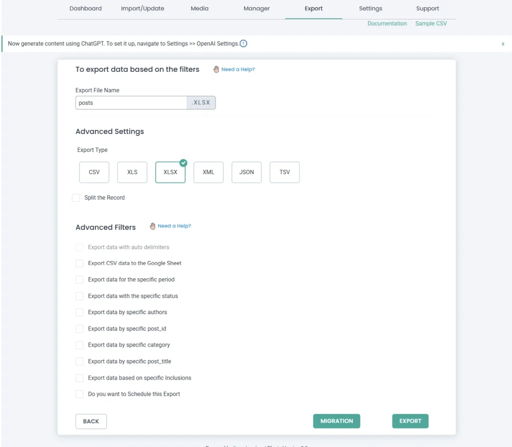 export-configurations-click-migrate