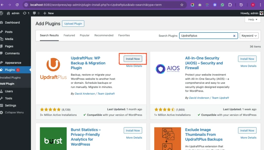 Steps to launch WordPress- Install plugin