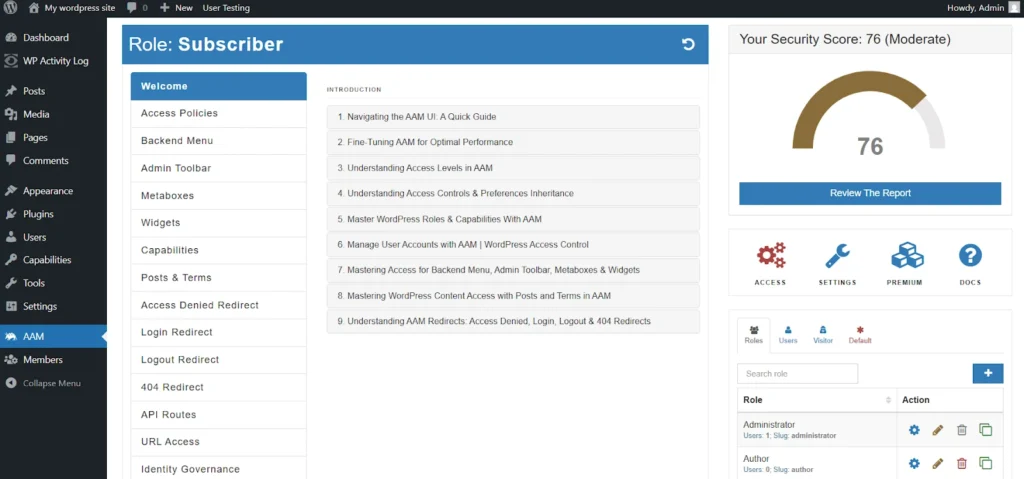 Advanced access manager plugin