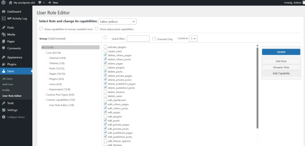 user role editor plugin